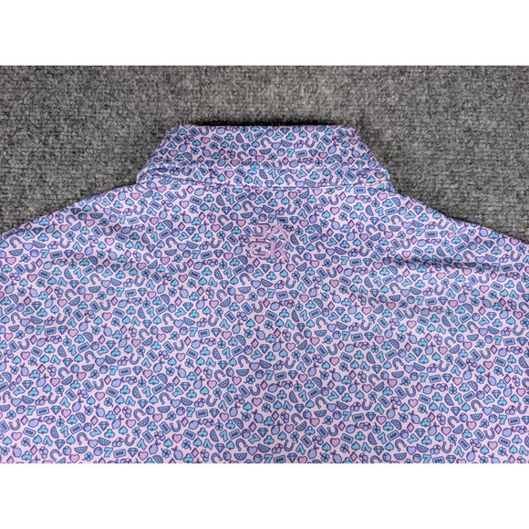 Jack Golf Apparel Polo Shirt Mens M Purple Gambling Lucky Icons w/Logo - Picture 9 of 9